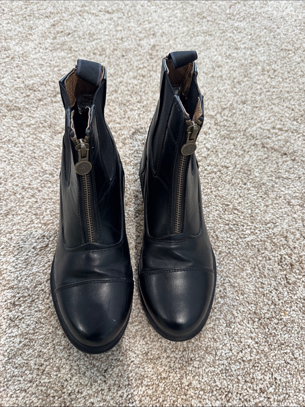 Classic Black Leather Front-Zip Ankle Booties - Women